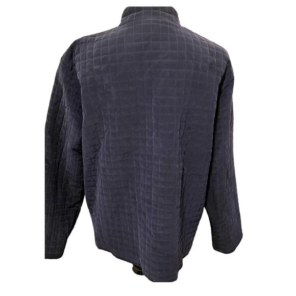 EILEEN FISHER Silk Quilted Jacket •M• Asian Knotted Button-Front Blue Blazer - Picture 3 of 6